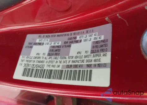 2018 Mazda Mazda3 Touring z USA, uszkodzony, nr VIN 3MZBN1V36JM244282